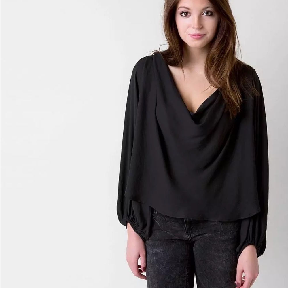 Free people slouchy cowl neck chiffon top in coral